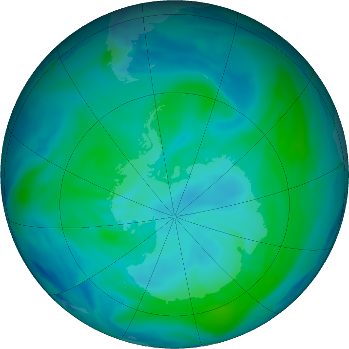Antarctic ozone map for 10 January 2023